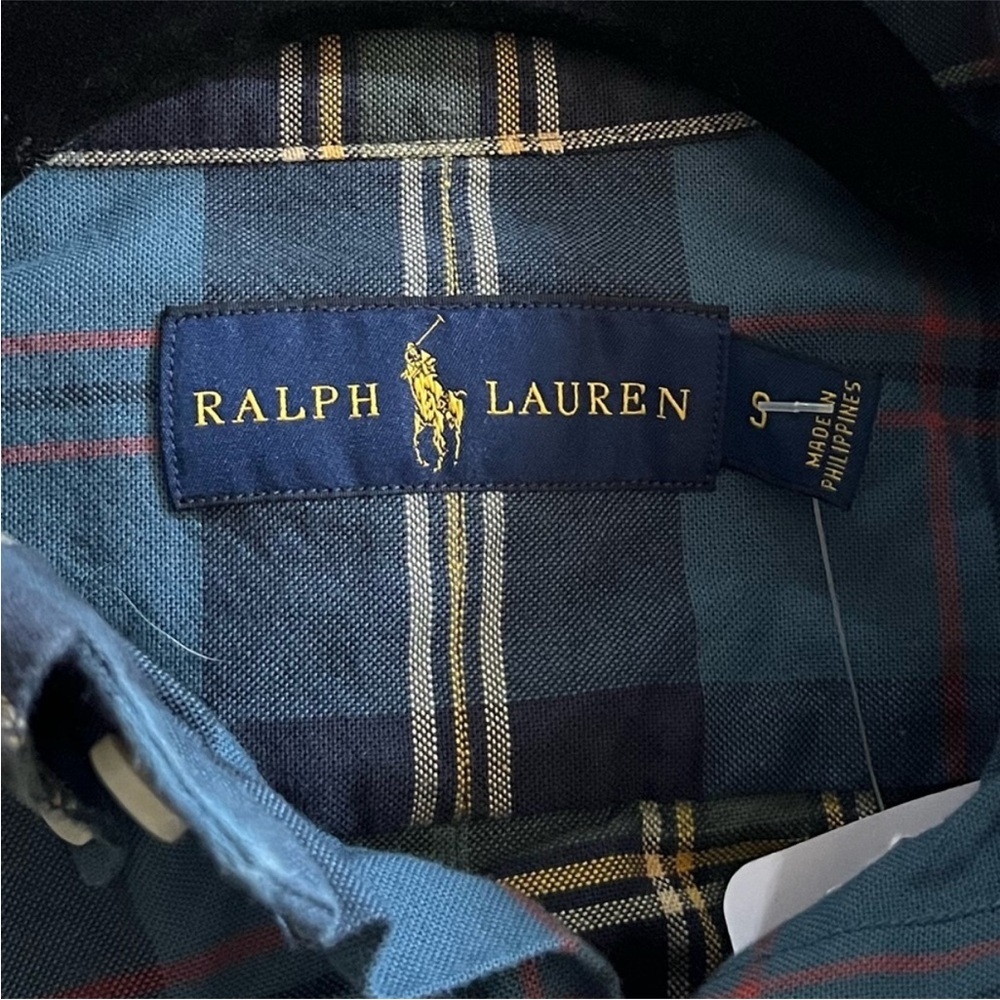 Ralph Lauren Green and Blue Plaid Button Down Shirt - Picture 3 of 4